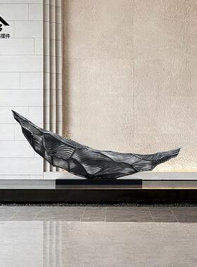 酒店大堂聚宝船抽象雕塑艺术品玻璃纤维景观装置大厅玄关新中式摆