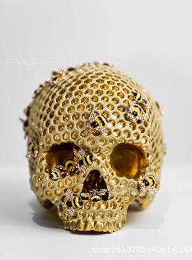 厂家直供脂骷颅AI-20210头蜜蜂树万骷髅圣节摆饰头创意骷髅头工艺