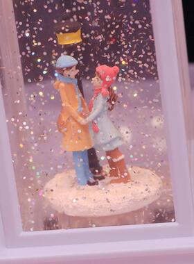 浪漫天空之城手提发光飘雪音乐盒小夜灯送女朋友老婆生日礼物摆件