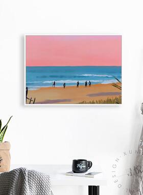 冲浪海景电表箱装饰画 上翻电闸壁画酒店民宿配电箱遮挡ins挂画