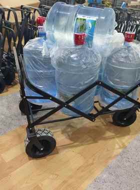 可折叠户外手推野餐车营小拉车野营车夜市摆摊车升降款露营推车