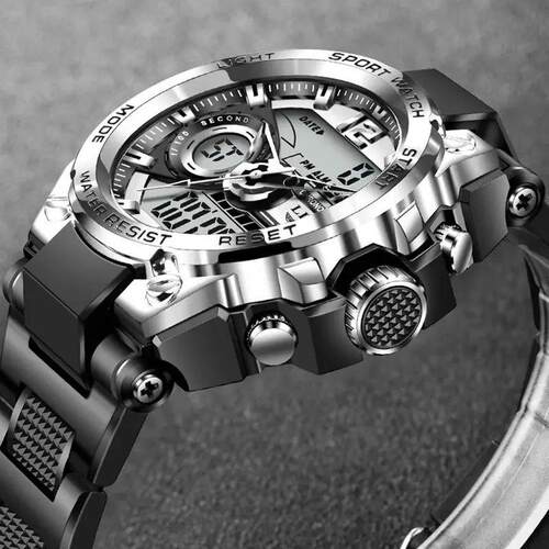 LIGE Men Military Watch Digital 50m Waterproof Wristwatch LE - 图1