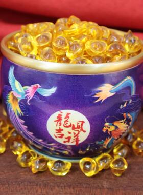 黄铜龙凤呈祥彩绘缸家用供奉风水摆件高档金蟾彩色存钱罐聚财米缸