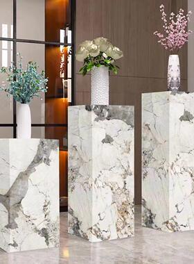 现代简约岩板花架摆件 客厅落地式电视旁玄关置物架展示台潘多拉