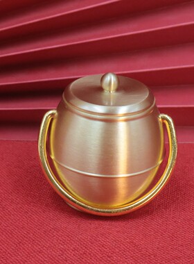 全黄铜一桶金喜事结婚陪嫁子孙桶婚庆用品全黄铜三件套装家居摆件