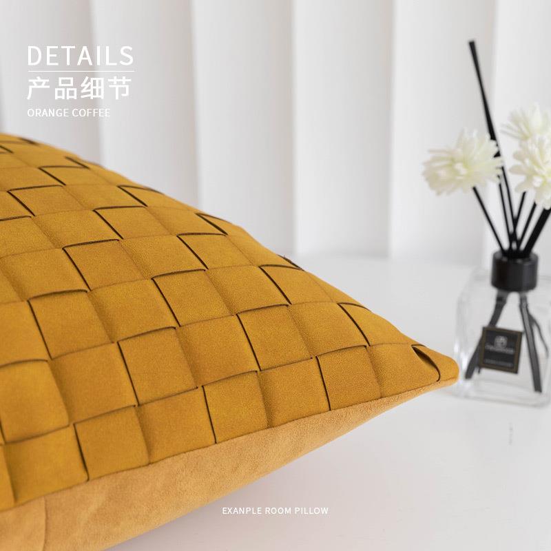 Modern and simple Nordic style ginger suede hand-woven pillowcase bed and breakfast model room sofa bay window cushion