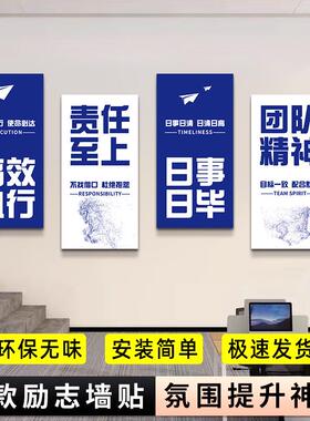 新款办企公室布贴墙面装饰d画公司业文化会议室励志标语氛围置墙