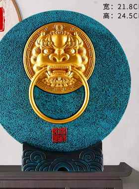 高档荷韵新中式荷花禅意莲花锦鲤鱼戏莲叶间玄关酒柜博古架装饰品