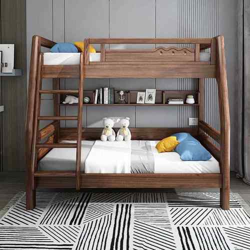 床实木儿童双层床实木子母QYT床新上上下铺床下床中式胡桃木高低 - 图2