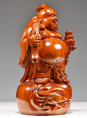 花梨木雕弥勒佛像摆件大号实木质雕刻笑佛家居客厅装饰红木工艺品