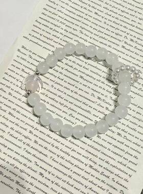 国风白月凝霜手串轻奢小众清冷设计珠环月亮手链情人节礼物摆摊