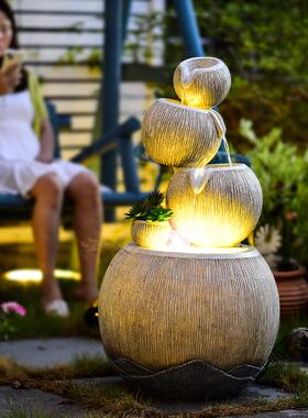 点道现代简约循环假山流水摆件落地喷泉水景办公室客厅装饰风水轮