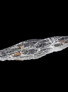 透明托盘中式水墨风格现代简约轻奢茶盘摆件样板房售楼处软装饰品