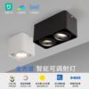 Surface-mounted double-head spotlights, smart suction-type grille bold lamps, no openings, adjustable angle downlights for home living rooms and bedrooms