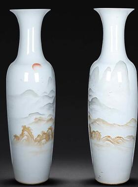 源盛集珍景德镇陶瓷器手绘旭日东升写意山水大花瓶落地装饰品摆件