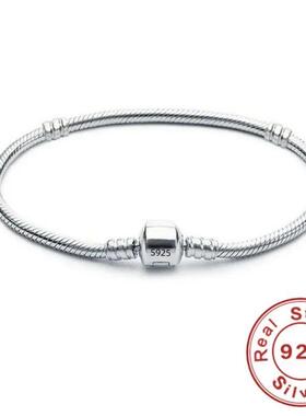 925 Sterling Silver Snake Chain DIY Charm Bracelet for Women