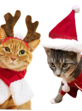 Christmas Decorations Pet Clothes Cat Dog Santa Red Scarf