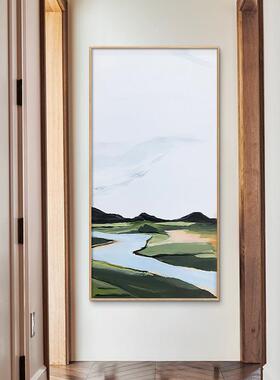 原野北欧小清新客餐厅装饰画绿色抽象卧室壁画日式原木风玄关挂画