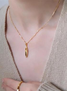 双红色锆石虎眼锆石拉丝纹ins高级感项链ins精美礼物气质