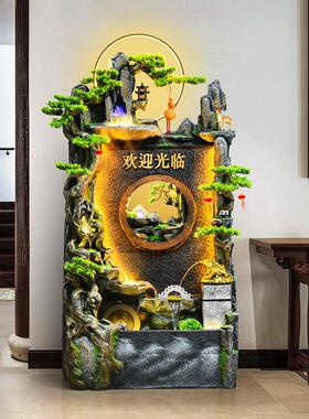 户外庭院大型假山流水喷泉景观摆件屏风水幕墙隔断落地循环水鱼池