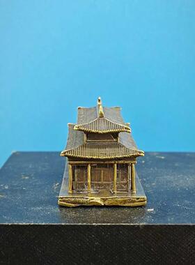 黄铜微景观中式建筑模型摆件书房假山水陆缸鱼缸庭院盆景装饰造景