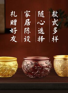 黄铜米缸招财聚财摆件双龙缸百福缸家居玄关店铺装饰乔迁开 业礼