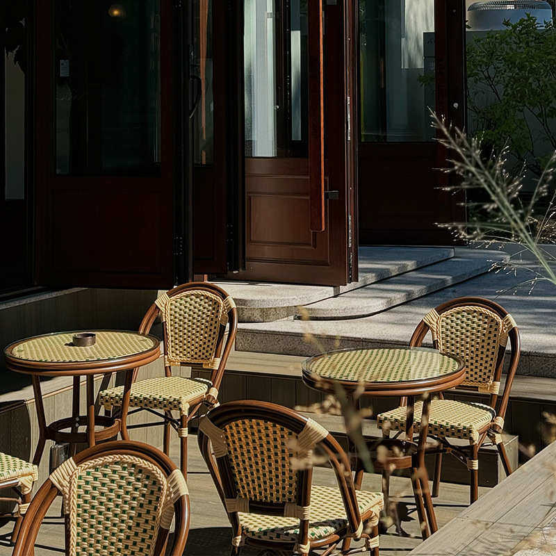 户外藤编竹节椅铝合金防水防晒法式咖啡厅民宿庭院阳台室外户外椅,淘宝优惠券,粉丝福利购,淘宝优惠卷