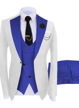 Men'S 3pcs Suit for Groomsmen Slim Fit Wedding Dance Tuxedo