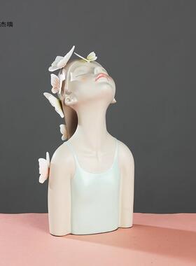 树脂创意可爱小女孩摆件酒店展厅客厅装饰简约人物家居现代手工
