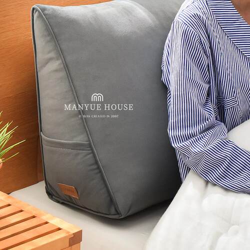 蔓越家 高级感磨砂绒床头双人靠垫客厅沙发组合腰靠枕软包可拆洗 - 图0