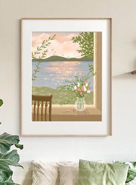 法式北欧客厅高级挂画现代简约小清新风景装饰画玄关卧室餐厅壁画