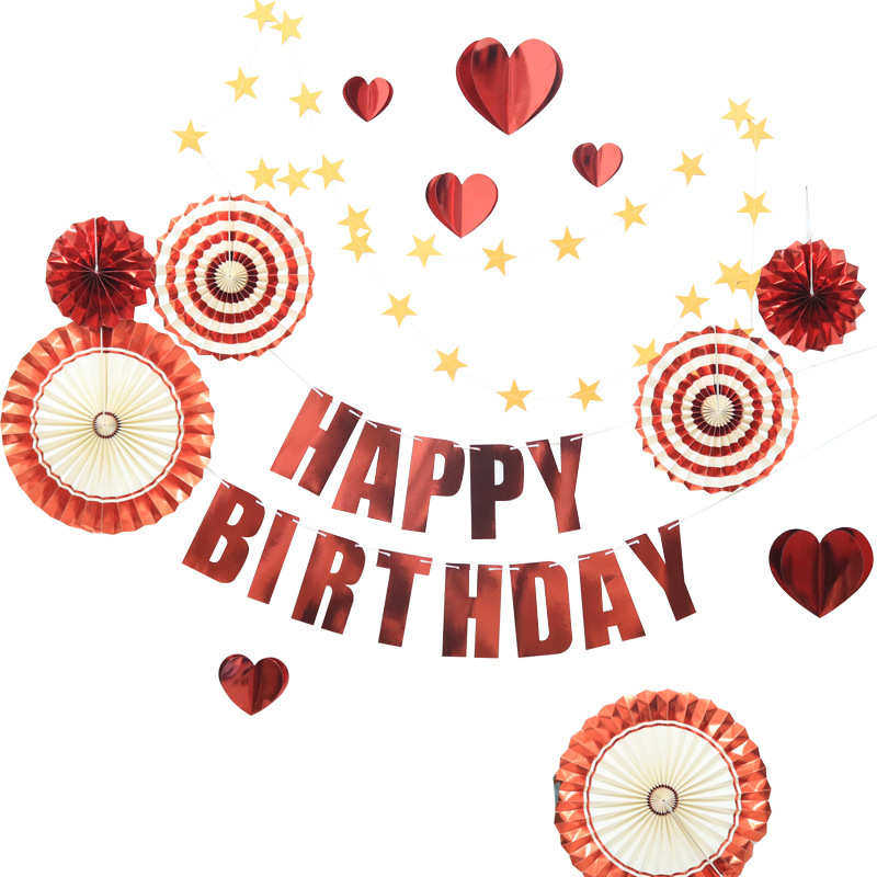 创意款烫金马卡龙挂饰套餐派对用品布置装饰纸扇花生日拉旗套装,淘宝优惠券,粉丝福利购,淘宝优惠卷