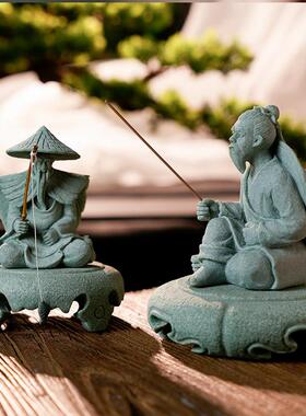 姜太公钓鱼假山水景摆件流水人物生态鱼缸内装饰品渔翁微景观造景