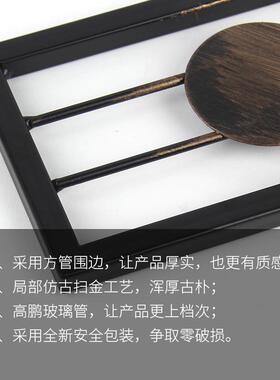 简约方管壁挂铁艺烛台客厅样板间时尚墙饰 玻璃管仿古蜡烛台直供