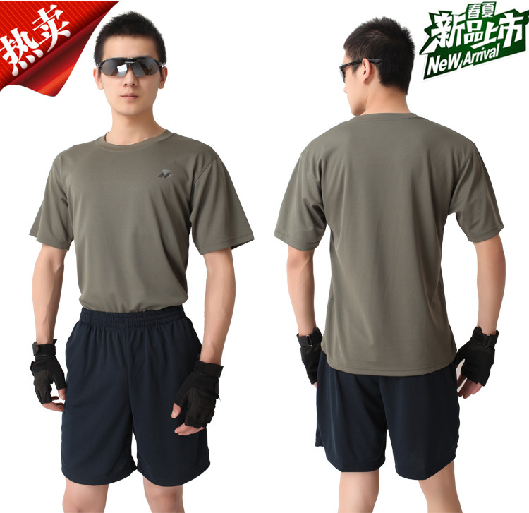 體能訓練服新式灰色短袖T恤藍短褲體能訓練服夏季速幹運動套裝