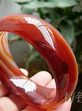 巴西原色通透朱砂纹理玛瑙手镯