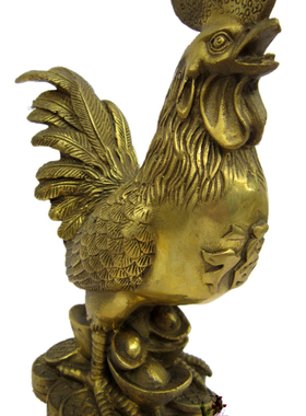 纯铜摆件福字金鸡报晓招财元宝