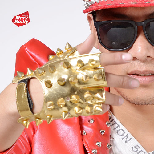 小孩舞台手套男成人DS歌手儿童演出JAZZ爵士舞朋克街舞摇滚手套 - 图1