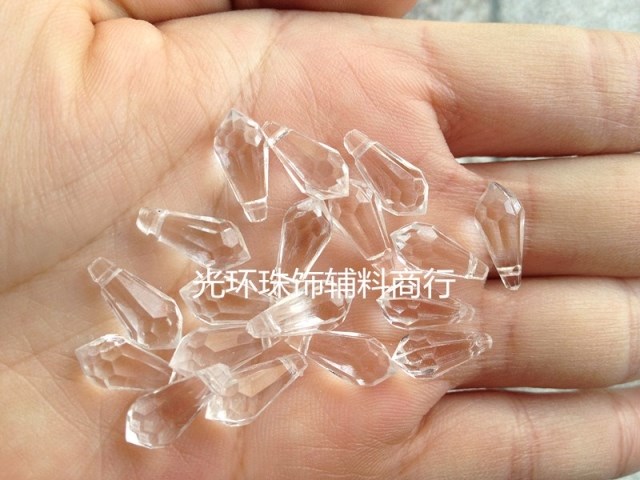 DIY亚克力水晶吊珠 11*33mm8*18mm6*13mm水滴吊胆透明压克力散珠 - 图0