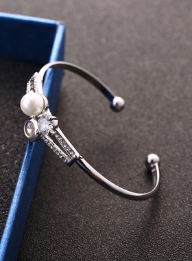 韩版百搭闪亮钻石珍珠首饰品手环