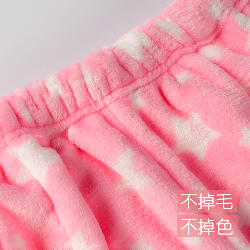 法兰绒裤子女 家居裤珊瑚绒睡裤女款秋冬睡裤加厚加绒宽松起居裤 - 图0