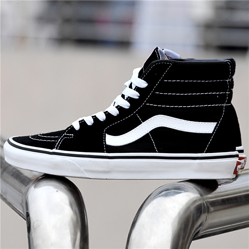 VANS sk8-hi高帮黑白经典款翻毛皮男女休闲帆布鞋滑板鞋VN0D5IB8C - 图2