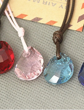 奥地利水晶浅粉蓝白绿色情侣吊坠