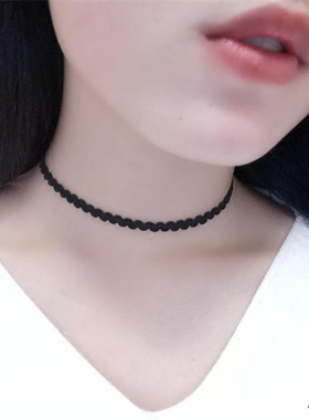 蕾丝脖子项圈十字架朋克风锁骨链