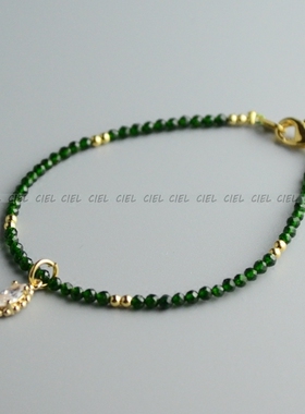 ciel原创天然绿砂石手链切面极细