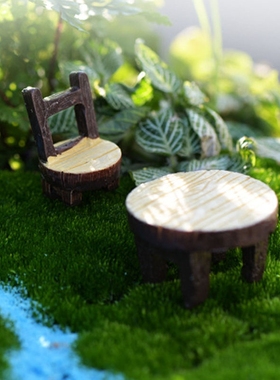 diy多肉木纹小凳子桌椅沙发摆件