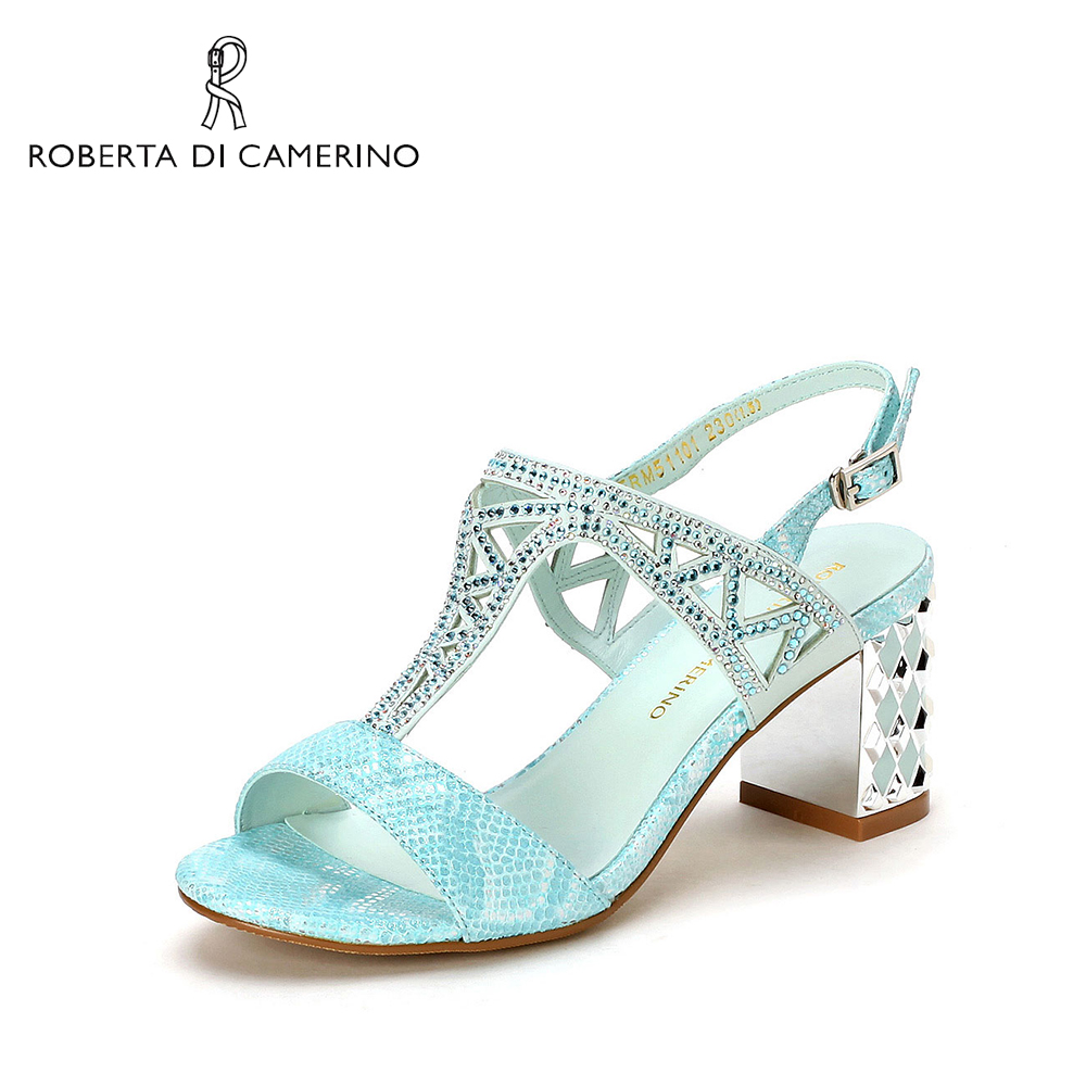 roberta諾貝達女鞋夏季專櫃同款通勤水鑽細高跟涼鞋女RM51101