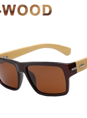 欧美时尚新款手工竹脚方形太阳镜