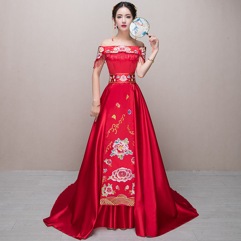 薄款秀禾服新娘2020新款结婚敬酒服 焦点红颜旗袍