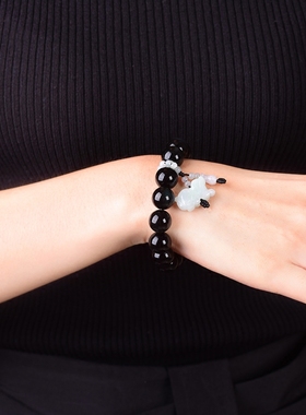 黑曜石玉石生肖男女款本命年手串